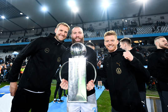 Malmö FFs Ola Toivonen , Jo Inge Berget och Anders
