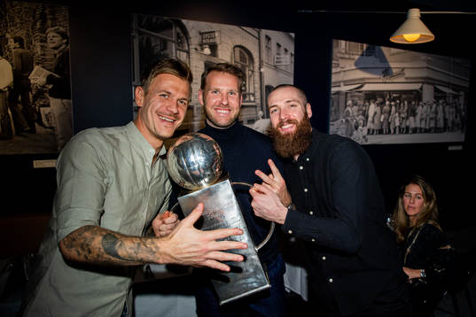 Malmö FFsmålvakt Johan Dahlin , Ola Toivonen och Jo Inge