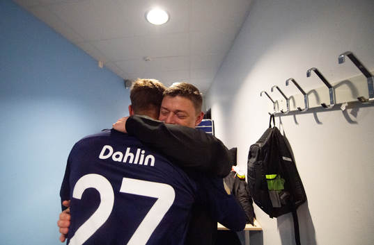 Malmö FFs målvakt Johan Dahlin och tränare Jon Dahl