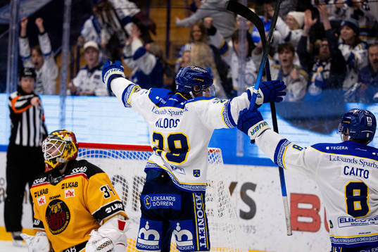 Leksands Justin Glenn Kloos jublar
