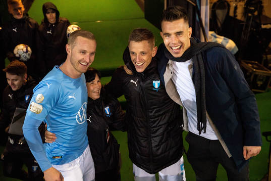 Malmö FFs Franz Brorsson, Sören Rieks och Jonas Knudsen