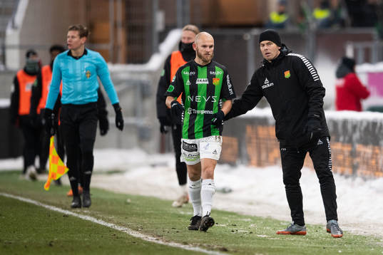 GAIS Niklas Andersen och tränare Fredrik Holmberg
