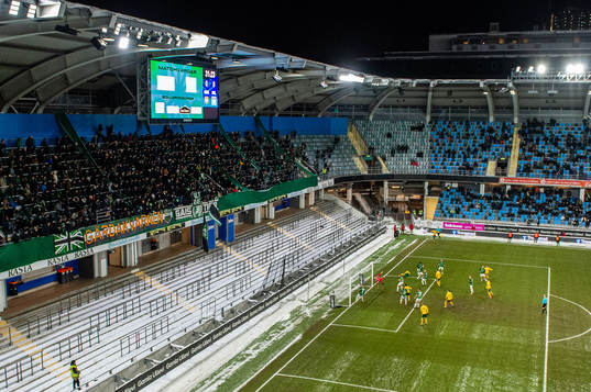 Dalkurds Umit Aras gör 0-1 bakom GAIS målvakt Mathias