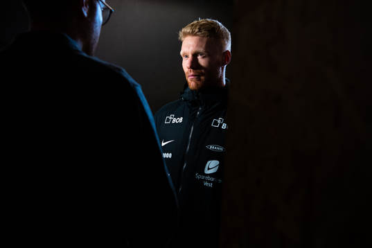 Sivert Heltne Nilsen of Brann is being interviewed by Mads