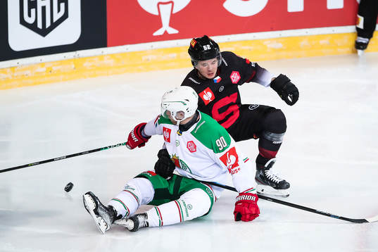 Ted Brithén of Rögle and Maksim Matushkin of Sparta Prag
