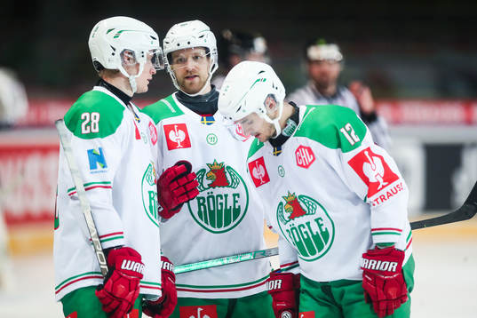 Anton Bengtsson, Ted Brithén and Brady Ferguson of Rögle