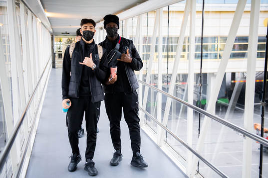 Peter Gwargis and goalkeeper Ismael Diawara