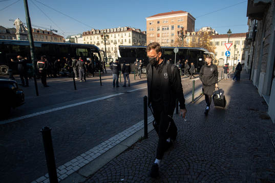 Goalkeeper Johan Dahlin arrives at the hotel