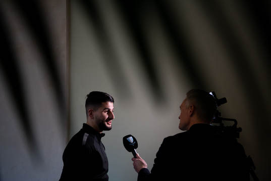 Antonio Colak is interviewed at the team hotel