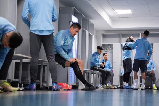 Peter Gwargis and Adi Nalic in the dressing room