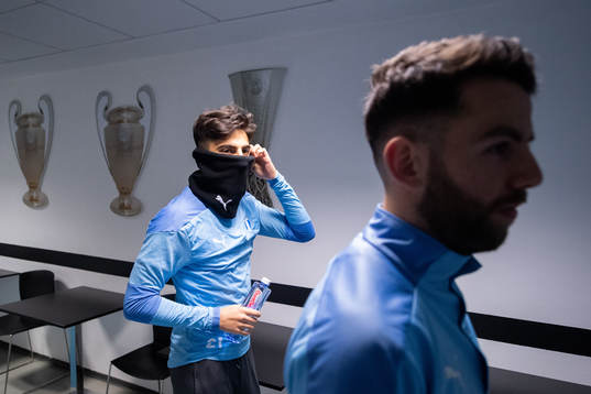 Peter Gwargis and Erdal Rakip in the dressing room