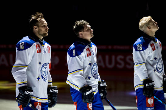 Fredrik Forsberg  of Leksand and Patrik Zackrisson and Emil