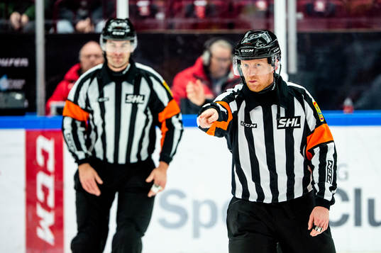Domare Mikael Holm dömmer mål