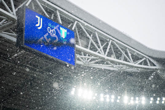 Allianz Stadium as snow falls