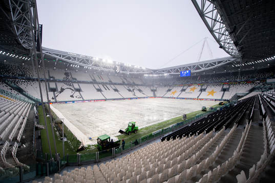 Allianz Stadium as snow falls