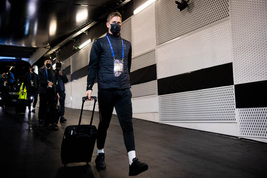 Goalkeeper Johan Dahlin of Malmö FF arrive at the arena