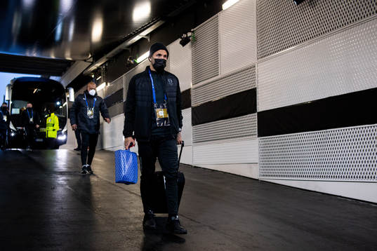 Sergio Pena of Malmö FF arrive at the arena