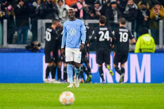 Bonke Innocent of Malmö FF looks dejected