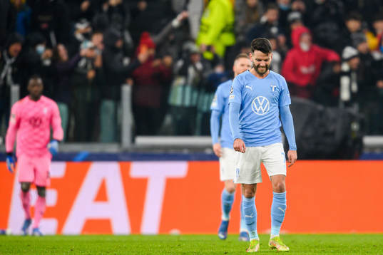 Erdal Rakip of Malmö FF looks dejected
