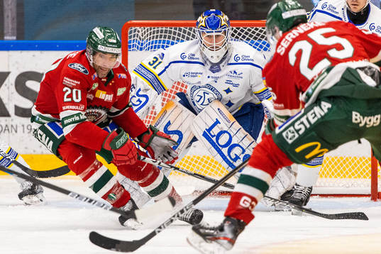 Frölundas Joel Lundqvist och Leksands målvakt Kasimir