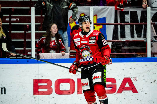 Malmö Redhawks Eric Engstrand jublar