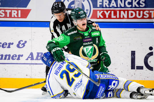 Leksands Emil Heineman och Färjestads Adam Ginning