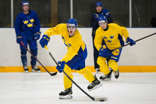 William Eklund of the Swedish under-20 national ice hockey