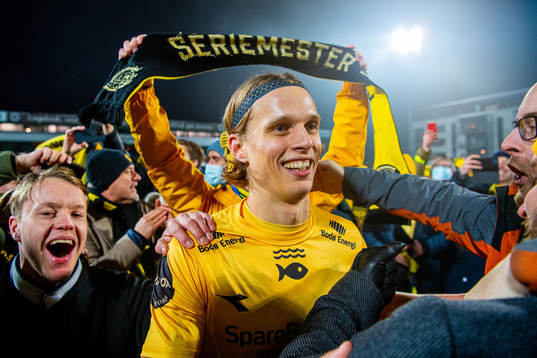 Ulrik Saltnes of Bodø/Glimt celebrates winning the league