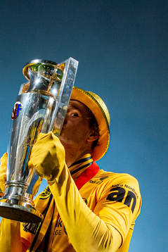 Ola Solbakken of Bodø/Glimt kisses the trophy winning the
