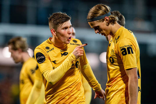 Alfons Sampsted and Ulrik Saltnes of Bodø/Glimt