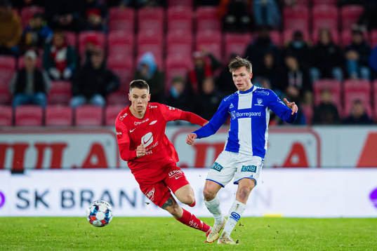 Robert Thomas Taylor of Brann and Eirik Wichne of Sarpsborg