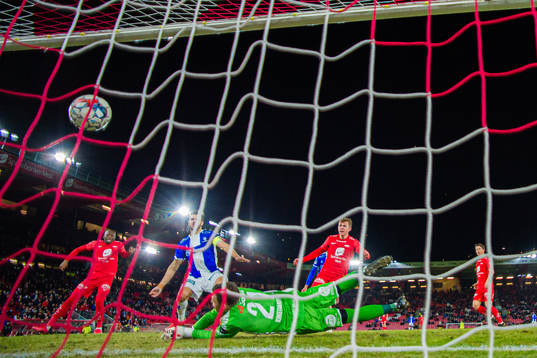 Aune Selland Heggebø of Brann scores the 1-0 goal