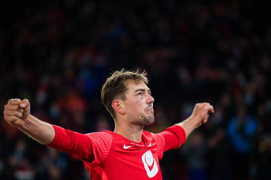 Fredrik Pallesen Knudsen of Brann celebrates