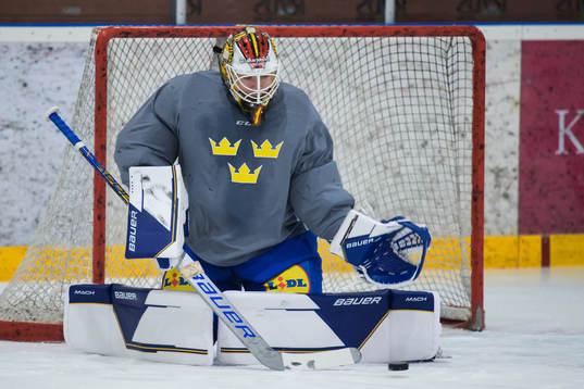 Goaltender Jesper Wallstedt of the Swedish under-20