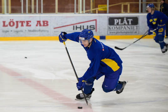 William Eklund of the Swedish under-20 national ice hockey