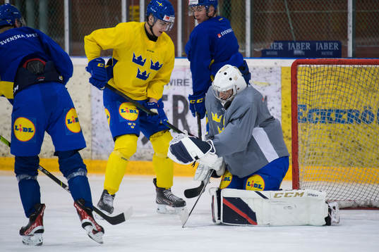 Goaltender Carl Lindbom of the Swedish under-20 national