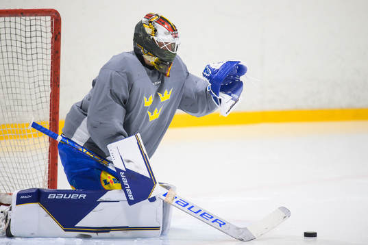 Goaltender Jesper Wallstedt of the Swedish under-20