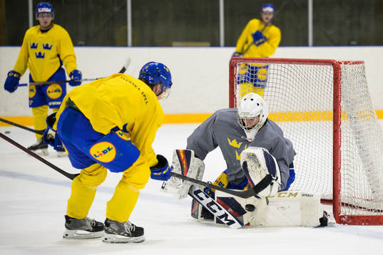 Goaltender Carl Lindbom of the Swedish under-20 national