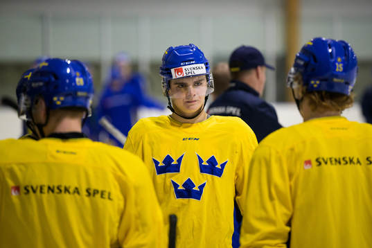 Elliot Ekmark of the Swedish under-20 national ice hockey