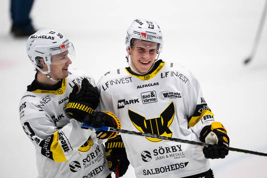 Västerås Alexandre Lavoie och Gabriel Kangas jublar