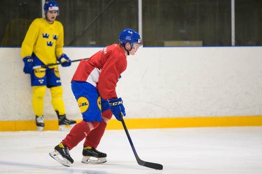 Victor Sjöholm of the Swedish under-20 national ice hockey
