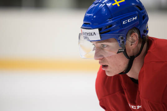 Victor Sjöholm of the Swedish under-20 national ice hockey