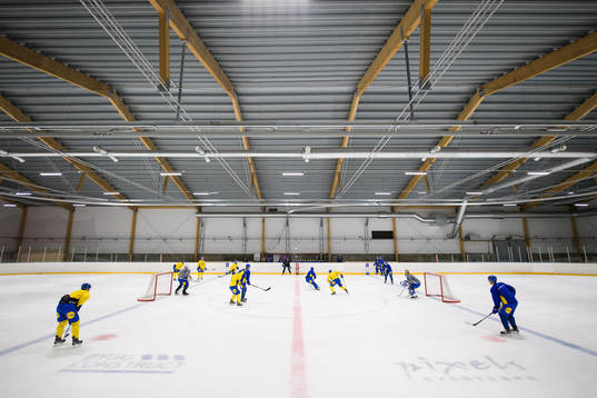 General view of the Swedish under-20 national ice hockey