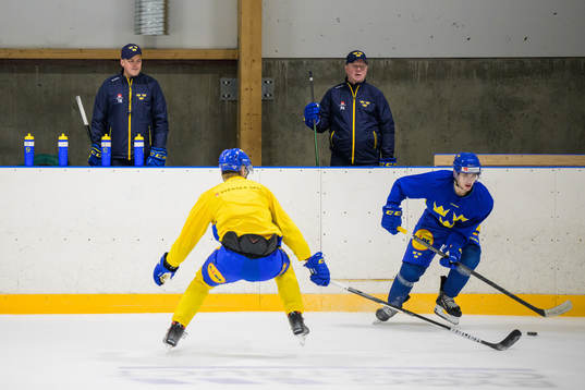 Head coach Tomas Montén and goaltender coach Peter