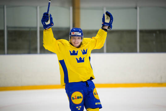 Zion Nybeck of the Swedish under-20 national ice hockey