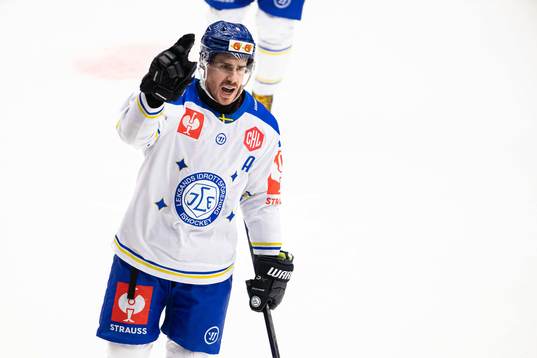 Matt Caito of Leksand  celebrates the 0-1 goal