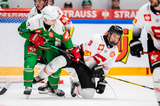 Leon Bristedt of Rögle och Mino Tomov of Sparta Prag