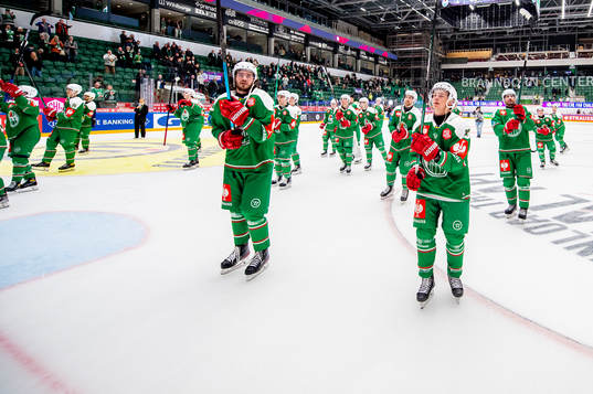 Dennis Everberg and Samuel Jonsson of Rögle celebrates