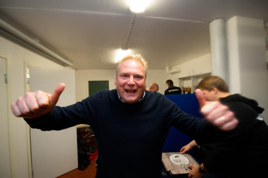 Helsingborgs tränare Jörgen Lennartsson jublar