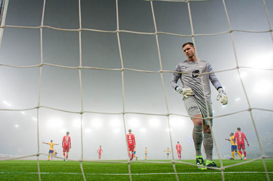 Hannes Lennart Grill of Brann looks dejected